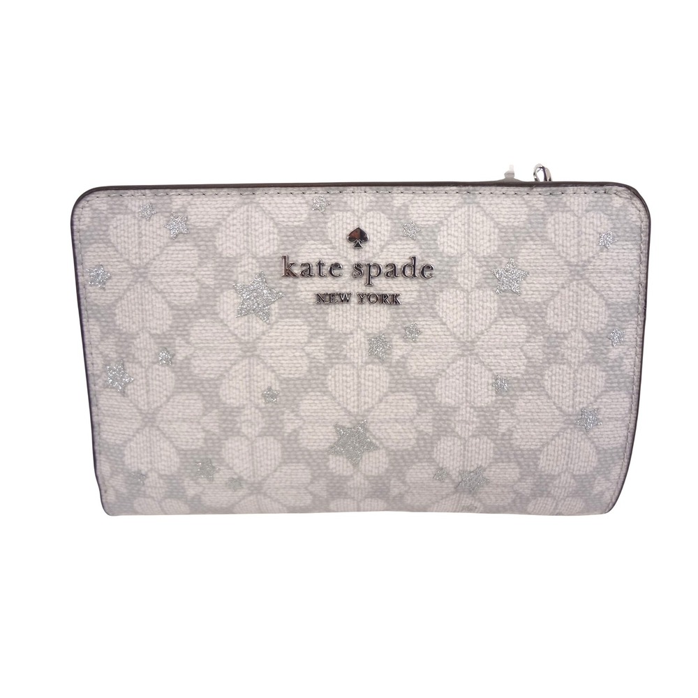 Kate Spade Spade Flower Star Bifold Wallet Grey NEW KJ096 Glitter Star‎